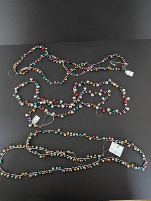 Christbaumketten aus bunten Glöckchen und Glasperlen 120cm  je 15€ - Bild 1 von 4