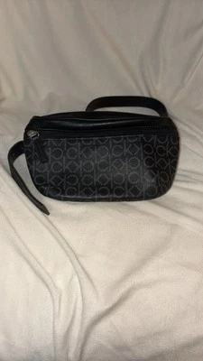 Calvin Klein Vintage Fanny Pack Belt Bag Black Faux Leather, CK Logo - Image 1 of 4