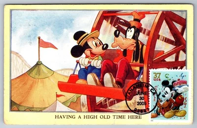 #3914 The Art of Disney Pluto and Mickey Mouse FDC Maxi Card on Used Vintage PC - Image 1 of 2