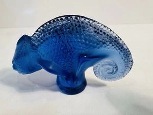 Lalique Crystal Cobalt Blue Chameleon Figurine MINT Condition! - Picture 1 of 5