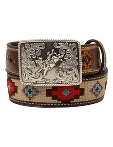 3D Western Belt Boys Embossed Aztec Leather 30 Tan D120002008 - Picture 1 of 1