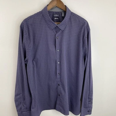 Van Heusen Never Tuck Shirt Mens 2XL XXL Slim Purple Printed Long Sleeve Button - Image 1 of 4