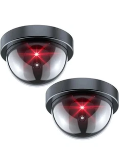 2 PACK Dummy Camera Fake Security CCTV Dome Camera with Flashing Red LED Light - Picture 1 of 7