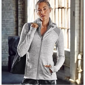Athleta Stronger Full Zip Hoodie Women’s XS Heathered Gray Athletic Sweatshirt - Picture 1 of 11