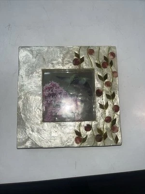 Mother of Pearl Shell Picture Frame Ivory  4 x 4 Photo square - Image 1 of 4