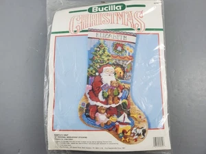 1990 Bucilla Santa's Visit Needlepoint Stocking Kit 60702 - Picture 1 of 8
