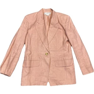 Liz Claiborne Linen Blazer Womens 4 Peach Jacket Lined Vintage Preppy USA Made - Picture 1 of 10