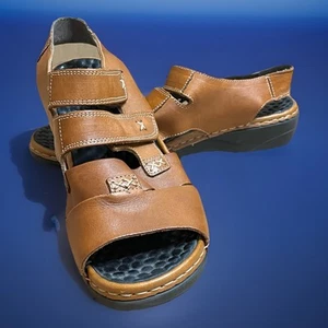 Rieker Women’s Tan Leather Sandals Flats Slingbacks Comfort Sz 41/9.5 - Picture 1 of 9