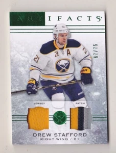 14-15 Artifacts Drew Stafford /75 Jersey Patch EMERALD Buffalo Sabres 2014 - Picture 1 of 1