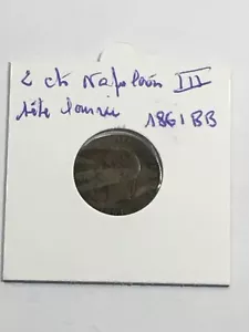 Mint France 2 Cents Napoleon III Head Laurée 1861 BB (10-1) - Picture 1 of 3
