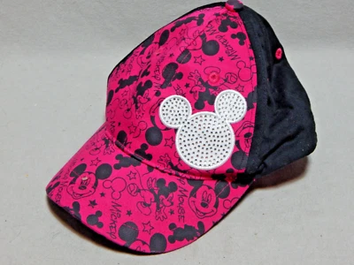 Gorra de béisbol Mickie Mouse talla juvenil rosa negro con pedrería de los parques de Disney Foto 1 de 4