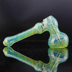 Handmade Thick Green Hammer Bubbler Smoking Bowl Glass Pipe 6" - US Seller - Picture 1 of 4