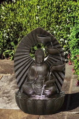 Exclusive-Stacking Bowls Buddha Fountain Outdoor W/LED Adjustable Water Flow - Image 1 of 4