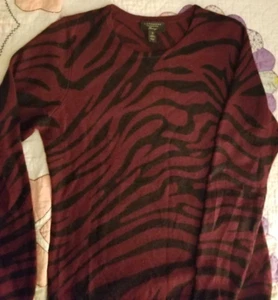 Med Cashmere Cardigan Sweater Women'sCharter Club Animal Print Soft Cozy Comfort - Picture 1 of 11