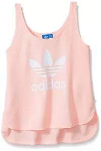 NEW Adidas Originals Women's Trefoil Loose Crop Tank Top BP9379 Ice Pink White L - Picture 1 of 8