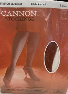 UNIQUE, VTG. 1960'S  CANNON NYLON STOCKINGS, STRETCH SEAMLESS, CINNAMON, SIZE A - Picture 1 of 7