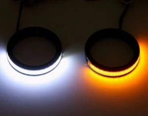 Custom Dynamics Amber/White LED Fork Wrap Around Run & Turn Lights - 43mm Chrome - Picture 1 of 4