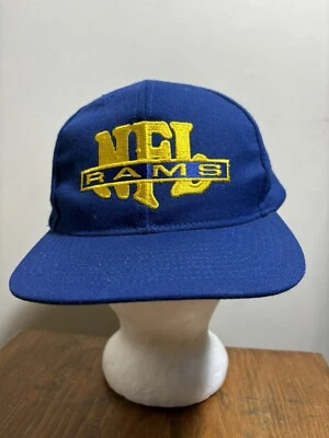 Los Angeles Rams NFL Football Nutmeg VTG Blue Spell Out SnapBack Hat Cap Script - Image 1 of 4