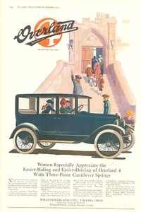 1919 WILLYS OVERLAND 4 door sedan antique PRINT AD women driving car automobile - Picture 1 of 1