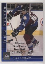 2001 ITG Be A Player Memorabilia Sapphire Chicago Sun-Times /10 Alex Tanguay #13