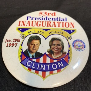 Pin de botón Bill Clinton día de inauguración presidencial 1997 Hillary KG demócrata - Imagen 1 de 3
