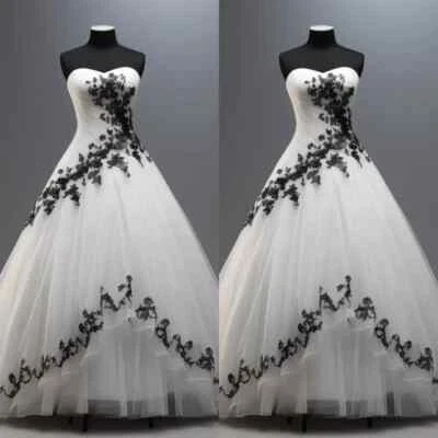 Vestidos de novia vintage sin tirantes de encaje negro alto bajo línea A vestidos de novia de playa* Foto 1 de 4