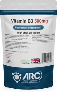 Vitamin B3 Niacinamide 500mg Niacin, Nicotinamide Supplement Tablets Men & Women - Picture 1 of 10
