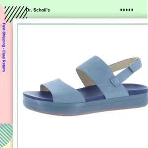 Dr. Scholl's Womens Scout Sandal Leather Flatform Sandals | Blue | 6.5 M - Picture 1 of 4