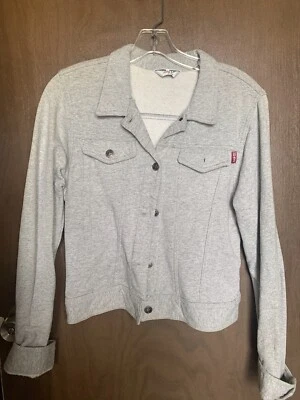 Chaqueta forrada de vellón recortada gris tejida Hard Tail Forever para mujer talla L Foto 1 de 2