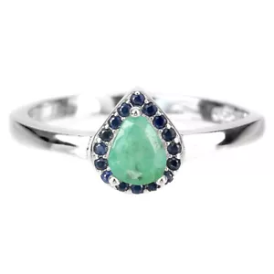 Sommer 925 Silber Birne Smaragd 5x4mm Saphir Diamantschliff Ringgröße 6 - Bild 1 von 10