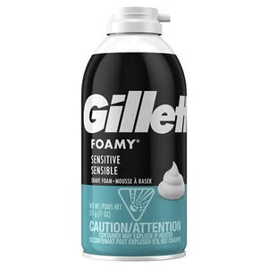 Gillette Foamy Sensitive Shave Foam for Men Reduce Stinging 11 Ounce 3 Pack - Picture 1 of 6