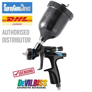 DeVilbiss DV1 Basecoat 1.3mm HVLP Gravity Spray Gun Non-Digital B+ Air Cap W/cup - Picture 1 of 6
