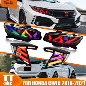 RGB LED Headlights Tail Lights Combo For Honda Civic Hatchback 2016-2021 LH&RH - Picture 1 of 21