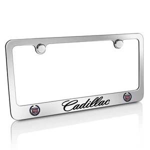 Cadillac Metall Kennzeichenrahmen verchromt 2 Loch offizieller Rahmen - Bild 1 von 2