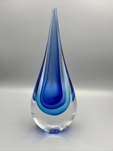 Vintage Murano Stil blau bis klar Glas Träne 11" T Kunstglas - neuwertig - Bild 1 von 9