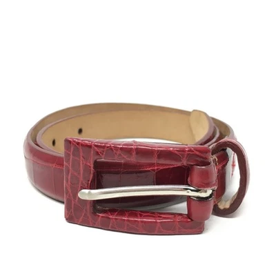 Paul Stuart Dress Belt Womens Size XS Extra Small Red Genuine Crocodile Made USA - Image 1 of 4