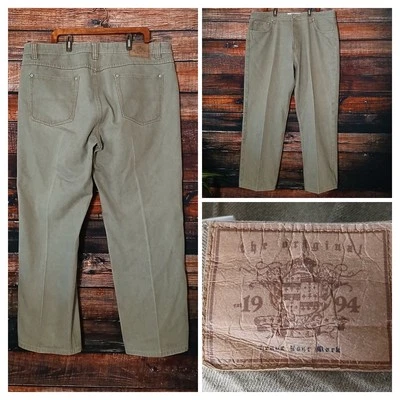 Pantalones de mezclilla PJ Mark para hombre 44X30 pierna recta caqui oscuro tostado 100 % algodón Foto 1 de 4