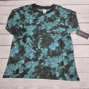 Melrose and Market Long Sleeve T-shirt Teal Hydro Black Tie Dye Size M (8/10) - Picture 1 of 5