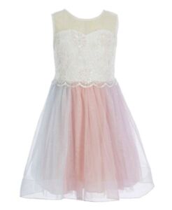 Tween Diva Toddler Girl's Pastel Glitter Tulle & Sequin Popover Dress-3T