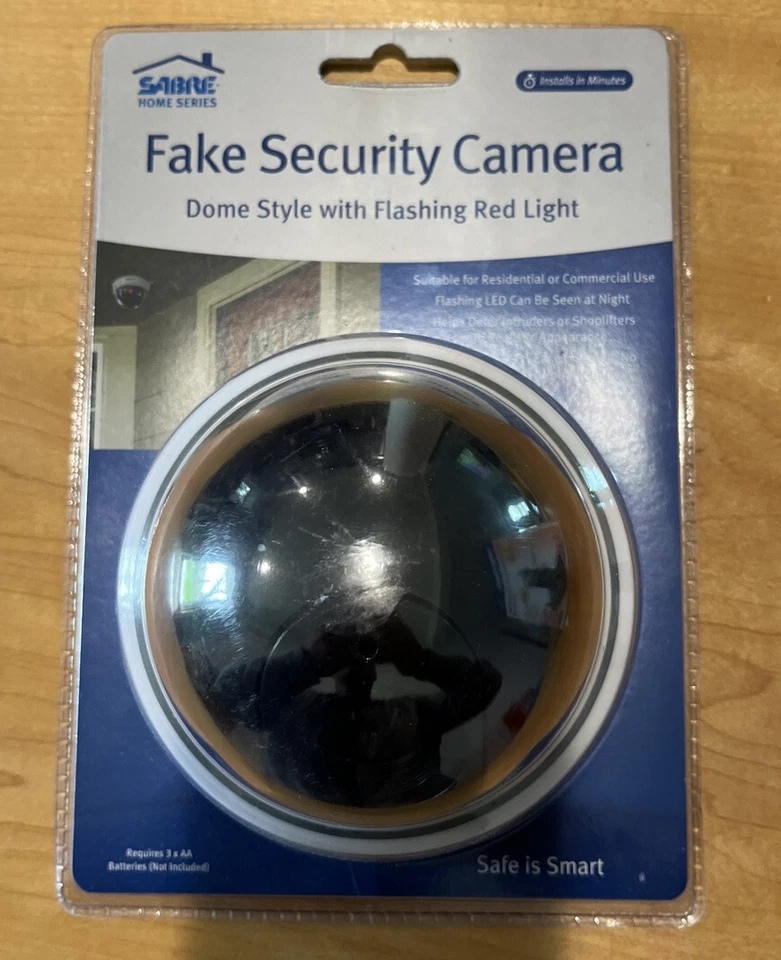 SABRE HS-FSCD Fake Security Camera Dome Style Decoy with Flashing Red LED Light - Image 1 of 1