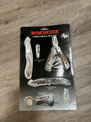 NUEVO EN PAQUETE WINCHESTER SIGNATURE SERIE 4 PIEZAS JUEGO DE CUCHILLOS Y HERRAMIENTAS MADERA Foto 1 de 4