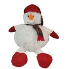 Pier 1 Imports Plush Snowman Plaid Winter Hat Scarf Soft Stuffed Toy 14"