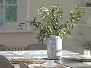 JARRÓN DE VIDRIO FRANCÉS DE HOJA AZUL DECORACIÓN DE HOGAR FLOR DE COLECCIÓN FIESTA BODA NAVIDAD - Imagen 1 de 8
