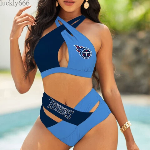 Tennessee Titans Women's Sexy Bikini Set High Waist Swimsuit Beach Swimwear 2PCS Cover