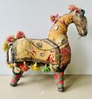 Vintage Early Century Handmade Rajasthan India Folk Art, Fabric Horse, H: 26 CM