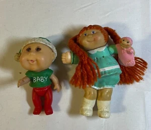 Lot of 2 Cabbage Patch Kids Doll Figures - Christmas Baby & Girl with Doll -1984 - Picture 1 of 2