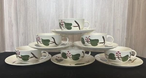 1930-50 Blue Ridge Potteries Efeu & Beeren 12/teilig - 6 flache Suppentassen & 6 Brotteller - Bild 1 von 8