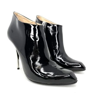 $750 Giuseppe Zanotti Viki Black Patent Leather Metallic Heel Booties sz 39 - Picture 1 of 11