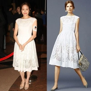 AUTHENTISCHES Dolce&Gabbana Schnitt bestickt weißes Baumwollkleid 46er Stück - Bild 1 von 16