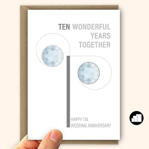 Tin 10th wedding anniversary card for husband wife personalised option - Bild 1 von 10